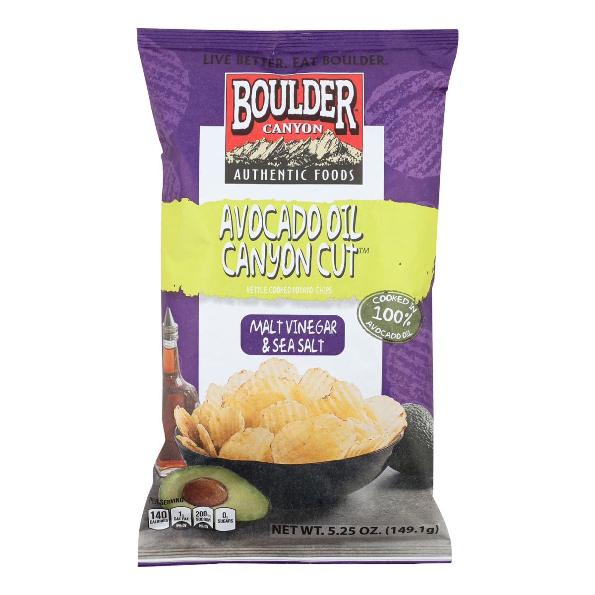 Picture of Boulder Canyon 1590462 5.25 oz Natural Foods Kettle Chips - Malt Vinegar &amp; Sea Salt