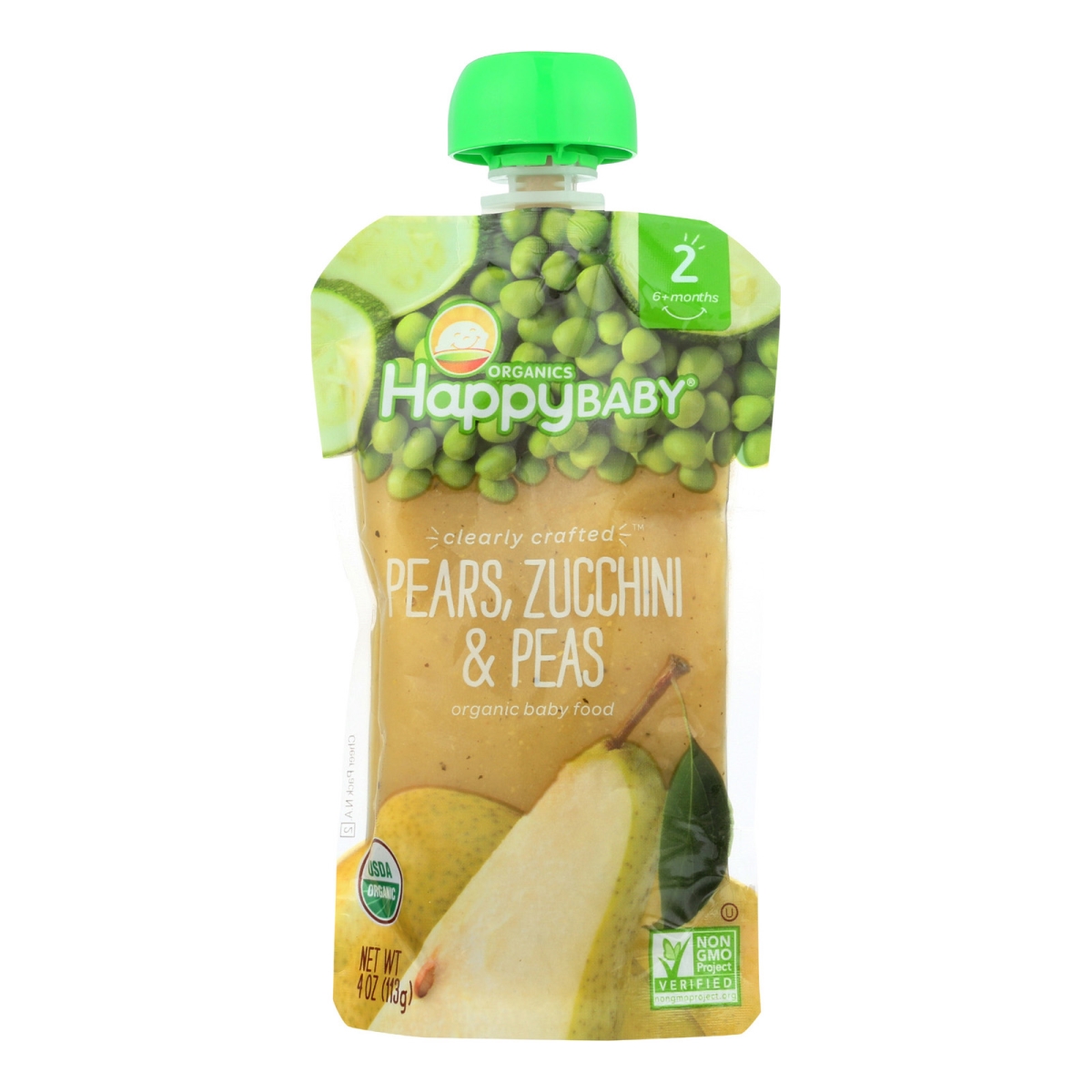 Picture of Happy Baby 1797216 4 oz Clearly Crafted Pears Baby Food - Zucchini &amp; Peas