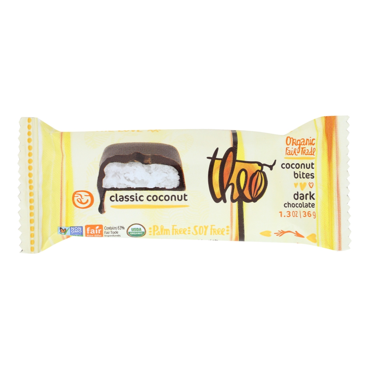 Picture of Theo Chocolate 1691716 1.3 oz Dark Chocolate Classic Coconut Bites