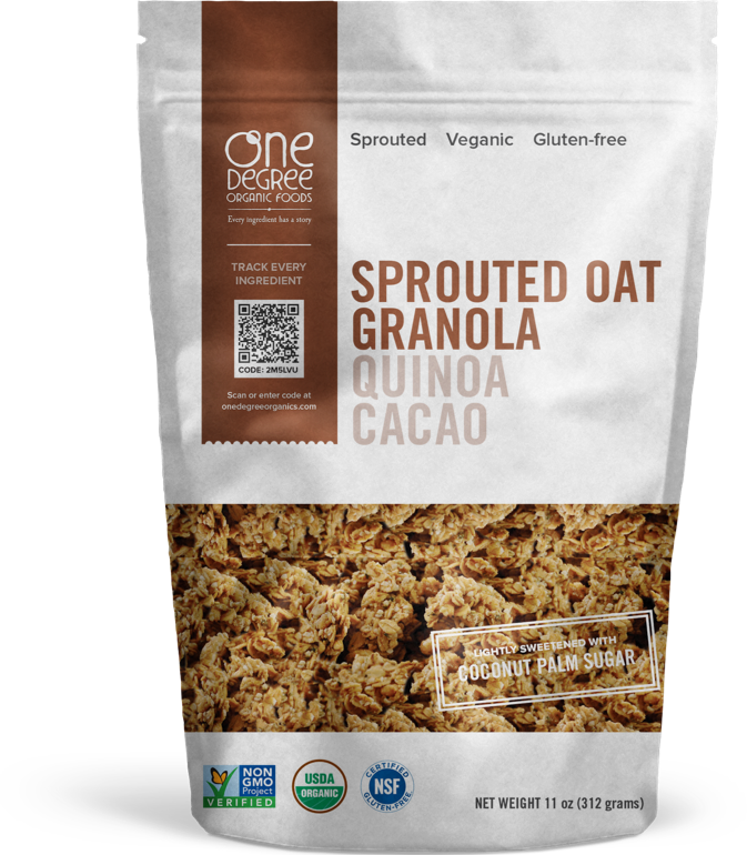 Picture of One Degree Organic Foods 1829100 Sprouted Oat - Quinoa Cacao Granola  11 oz   - Pack of 6