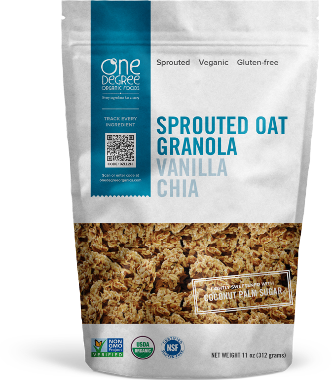Picture of One Degree Organic Foods 1829118 Vanilla Chia - Sprouted Oat Granola, 11 oz 