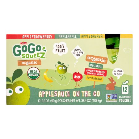 Picture of Gogo Squeez 1645233 3.2 oz Organic Variety Applesauce 