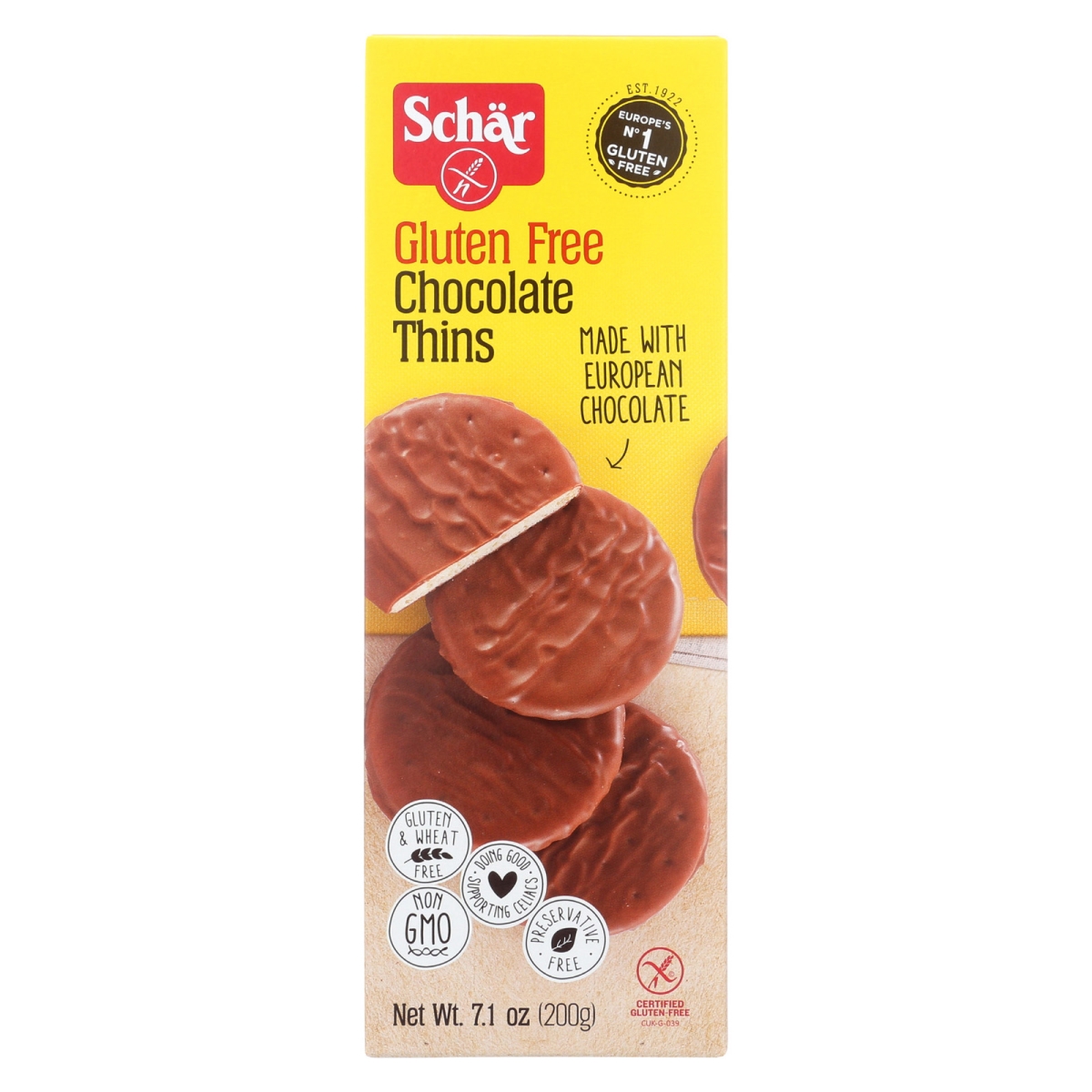 Picture of Schar 1908151 7.1 oz Chocolate Thins Cookies 