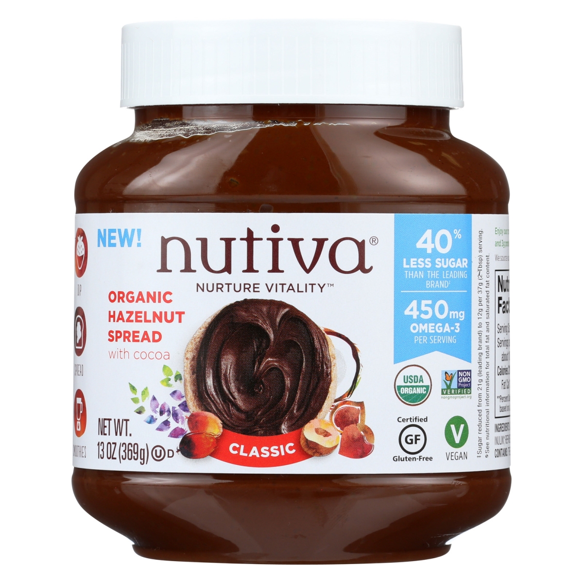 Picture of Nutiva 1855600 13 oz Chocolate Organic Hazelnut Spreads 