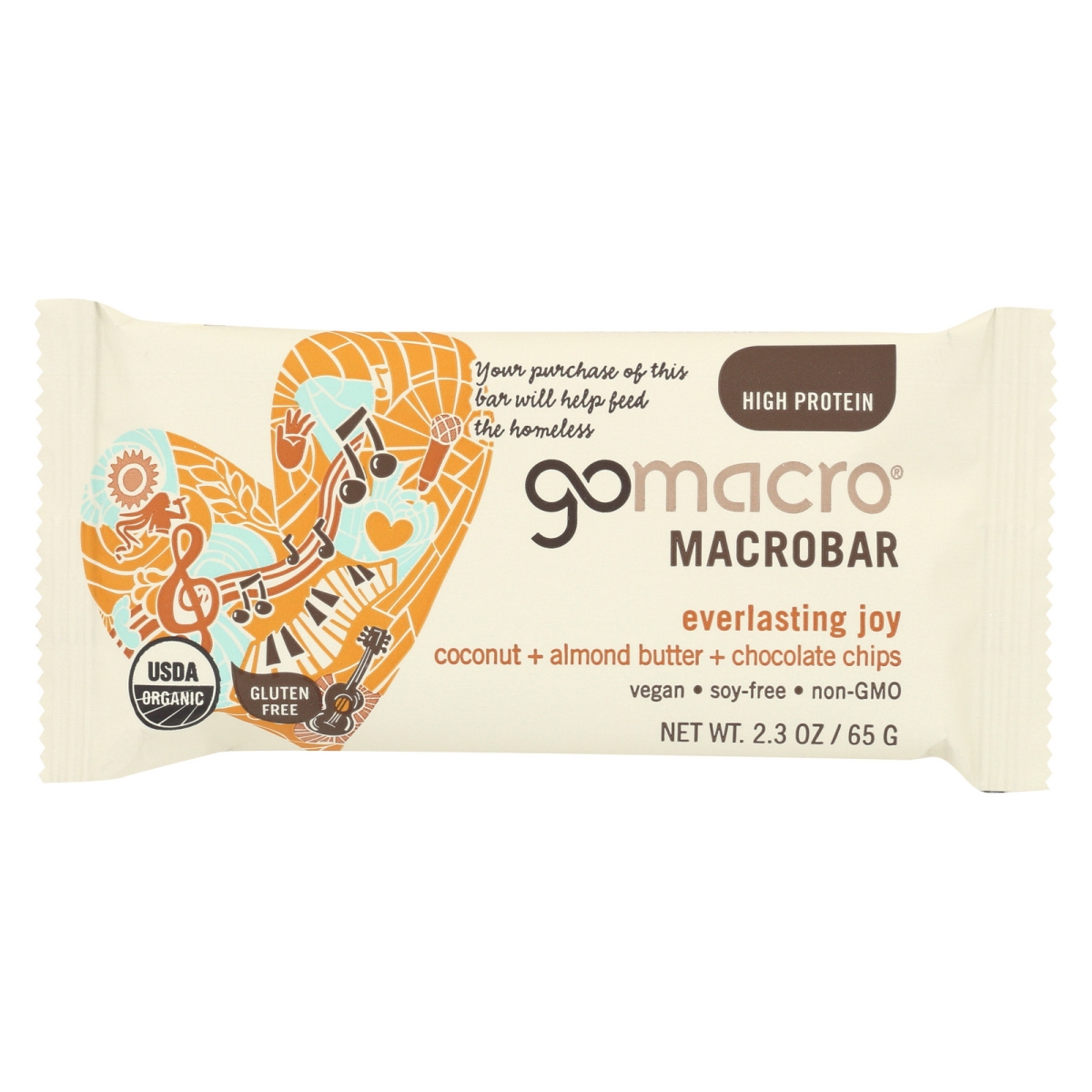 Picture of Gomacro 1838531 2.3 oz Coconut Almond Butter &amp; Chocolate Chips Organic Macrobar 