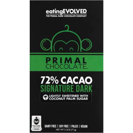 Picture of Eating Evolved 2028389 2.5 oz Primal Signature Dark Chocolate 72 Percent Cacao