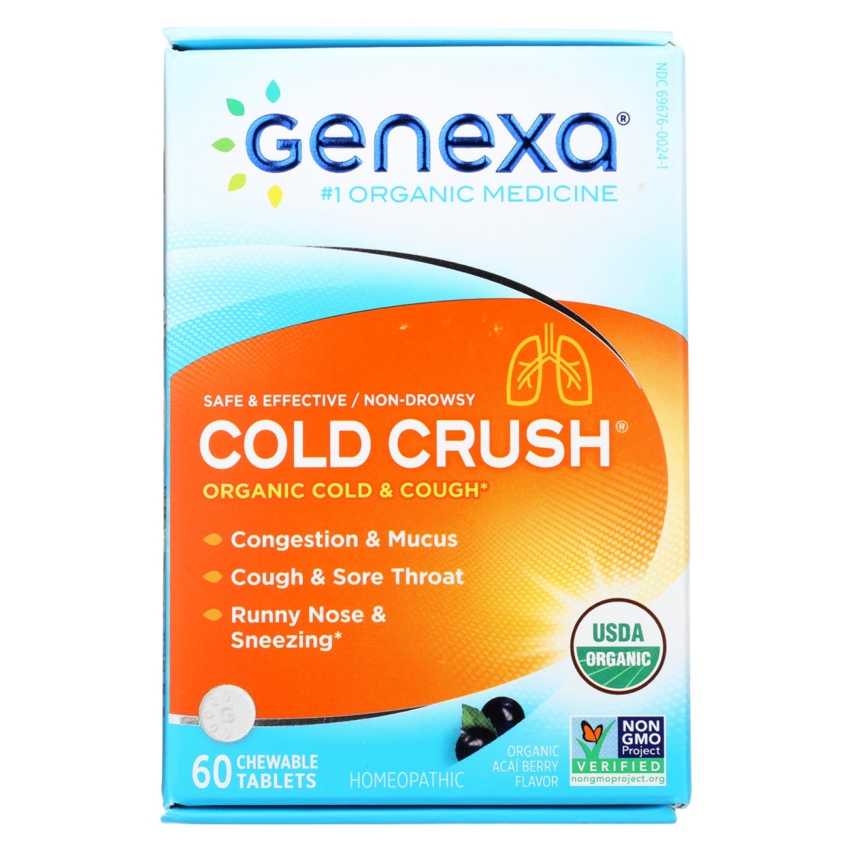 Picture of Genexa 1960624 Organic Adult Cold Crush - 60 Tablets