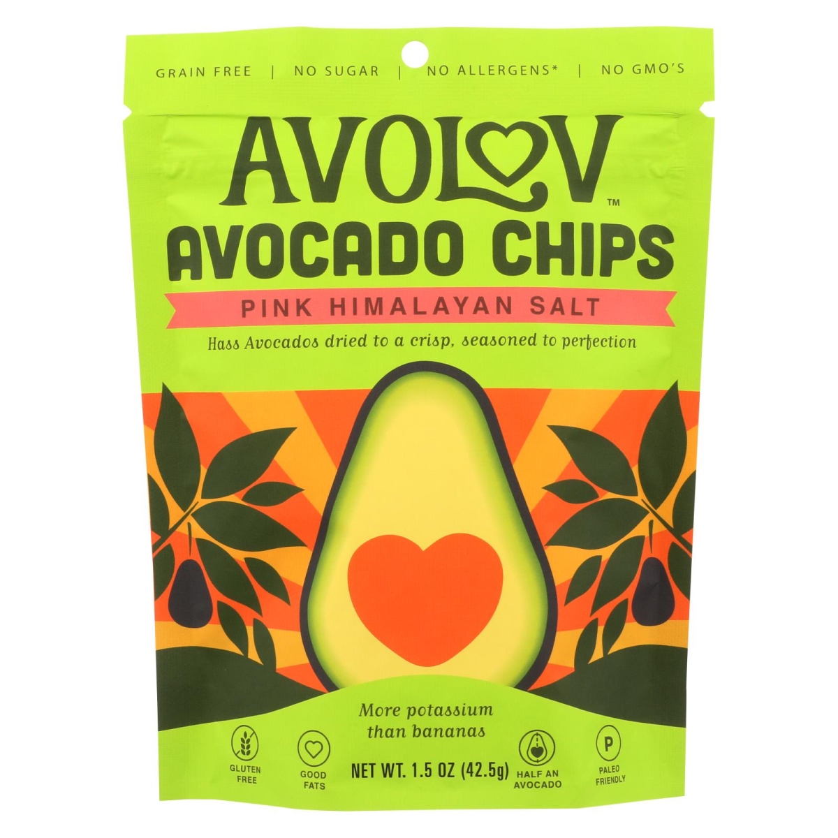 Picture of Avolov 2375426 1.5 oz Pink Himalayan Salt Avocado Chips 