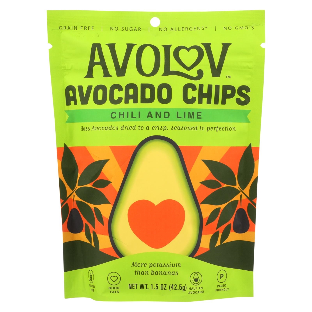 Picture of Avolov 2375442 1.5 oz Avocado Chili Lime Chips 