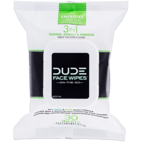 Picture of Dude Wipes 239016 3-in-1 Cleanse Energize &amp; Moisturize with Pro-vitamin B5 Dude Face Wipes
