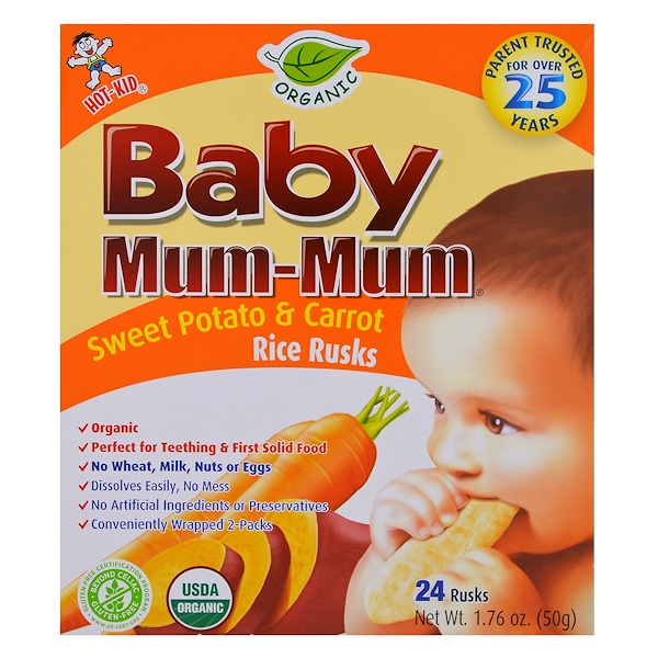 Picture of Baby Mum Mum 207182 OG2 Hot Kid Organic Rice Rusks - Sweet Potato &amp; Carrot