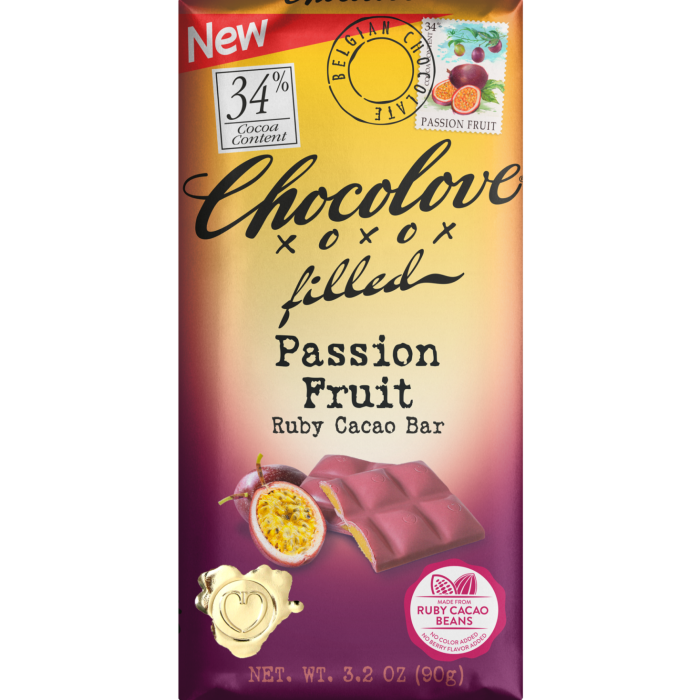 Picture of Chocolove 241552 3.2 oz Passion Fruit Filled Ruby Cocoa Bar