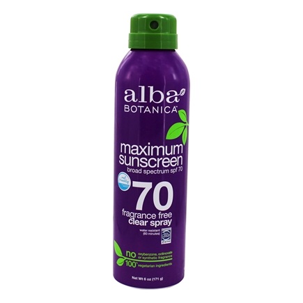 Picture of Alba Botanica 236054 6 oz 70 SPF Maximum Sunscreen Clear Spray Broad Spectrum