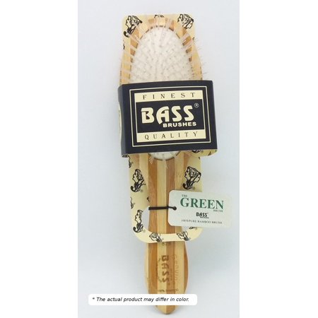 Picture of Bass Brushes 220685 Wet Detangler Nylon Purse Size Oval Cushion Nylon Bristle Light Wood Handle Brush