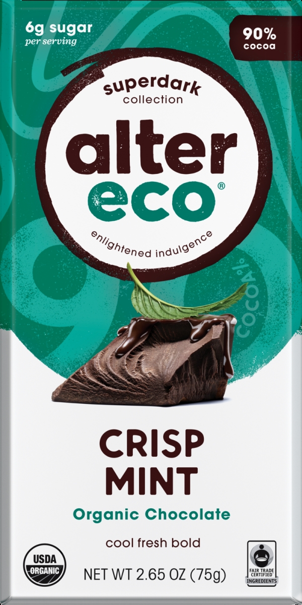Picture of Alter Eco 239579 2.65 oz Superdark Crisp Mint Organic Chocolate Bar