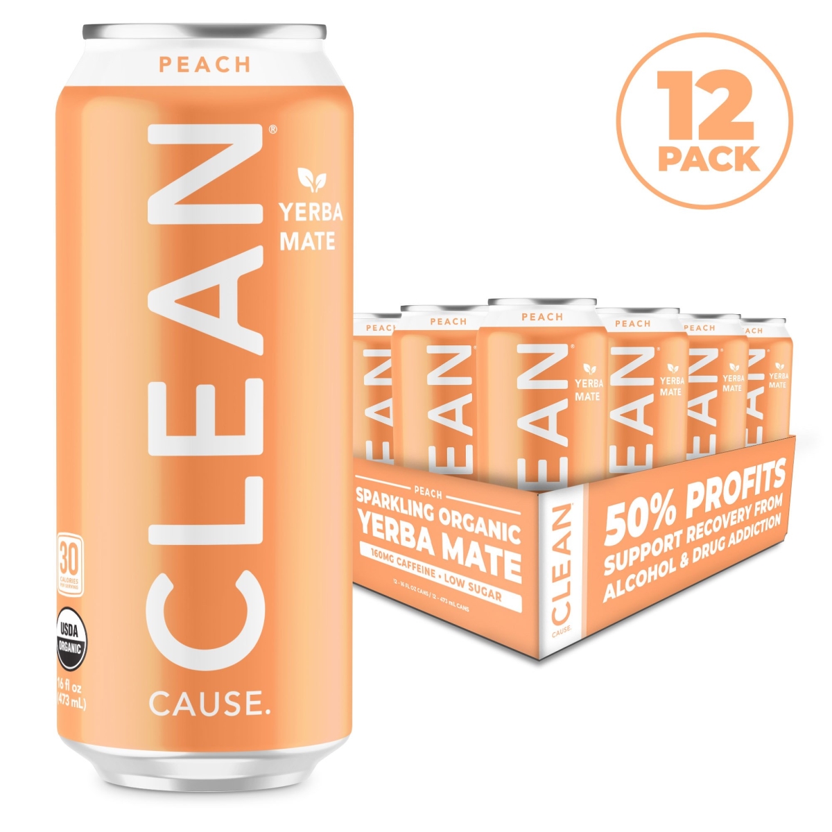 Picture of Clean Cause 240681 8.4 oz Organic Peach Yerba Mate