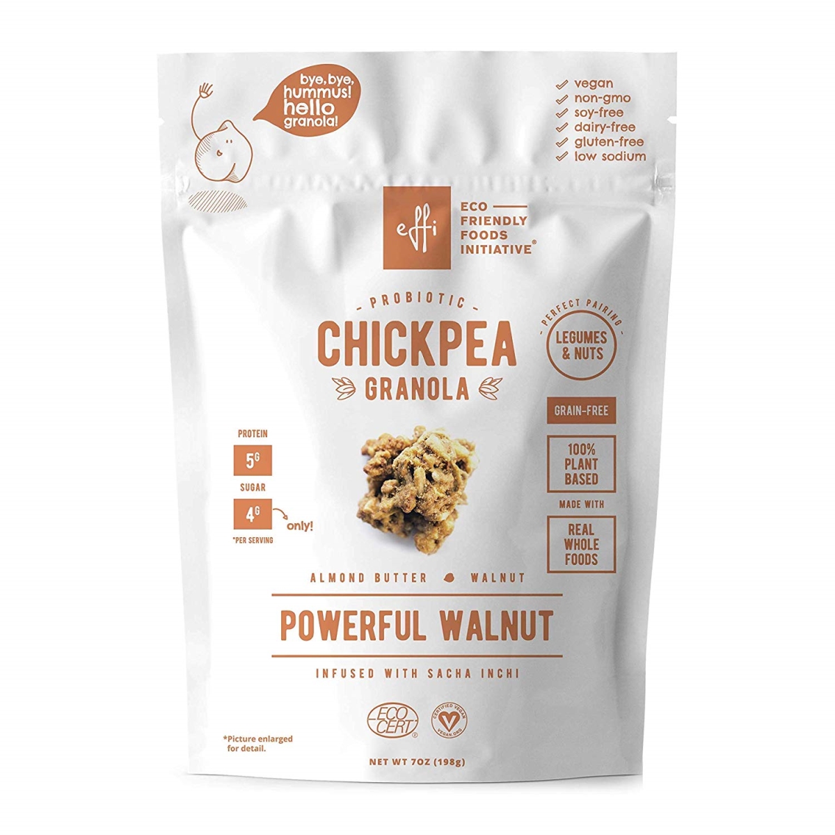 Picture of EFFi Foods 214593 7 oz Organic Grain Free Chickpea Granola Powerful Walnut