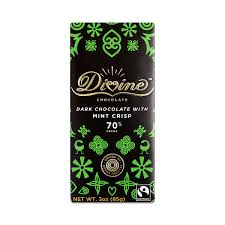 Picture of Divine Chocolate 239841 3 oz 70 Percent Dark Chocolate Bar, Mint Crisp