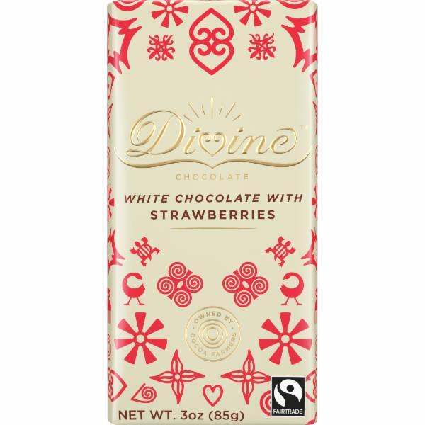 Picture of Divine Chocolate 239844 3 oz White Chocolate with Strawberries