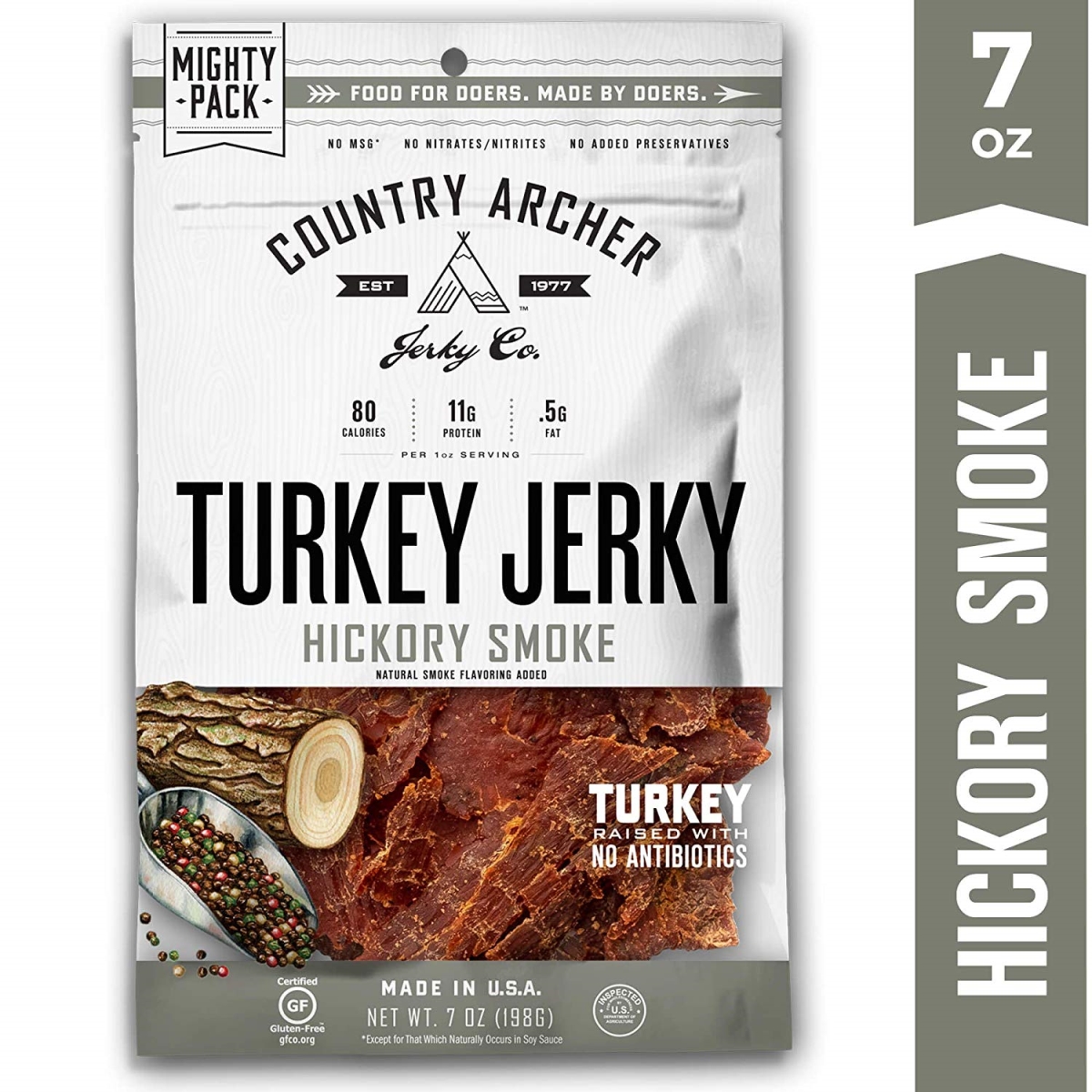 Picture of Country Archer 240712 7 oz Hickory Smoke Turkey Jerky
