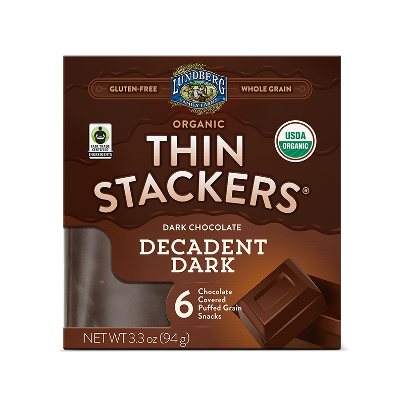 237873 3.3 oz Organic Chocolate Thin Stacker, Decadent Dark -  Lundberg Family Farms