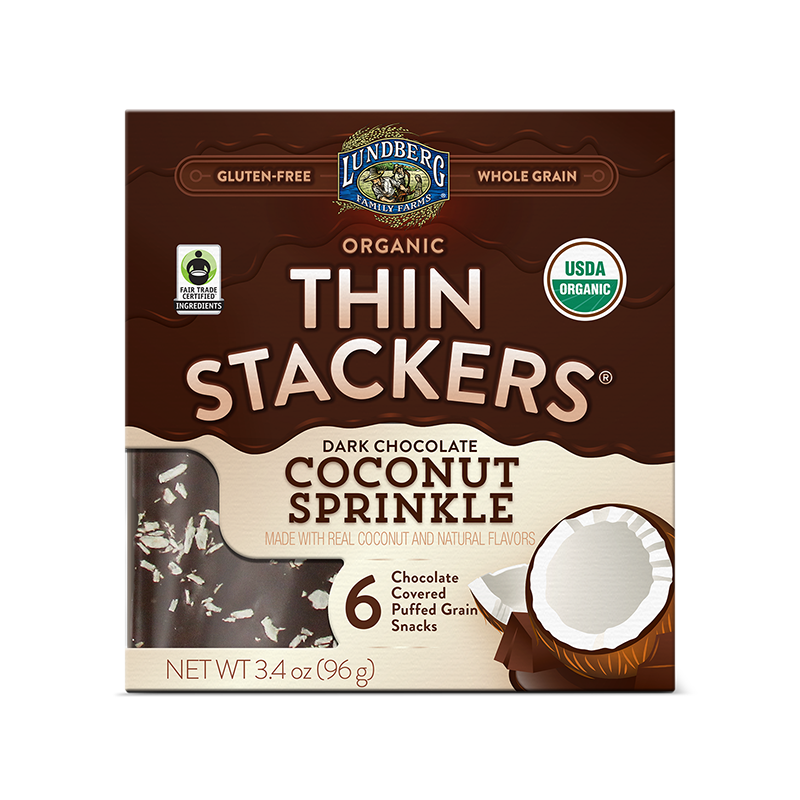 Picture of Lundberg Family Farms 237872 3.3 oz Organic Chocolate Thin Stacker, Coconut Sprinkle