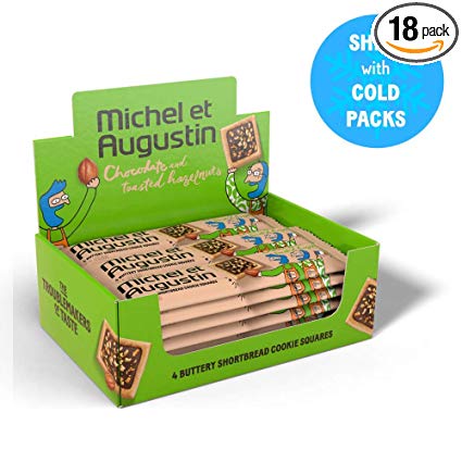 Picture of Michel ET Augustin 243997 4.4 oz Chocolate &amp; Toasted Hazelnuts Shortbread Cookie Squares - 15 Count