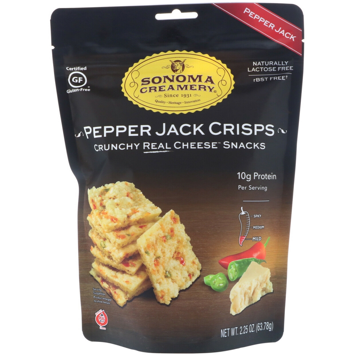 Picture of Sonoma Creamery 225369 2.25 oz Jack Crisps Cracker, Pepper Jack