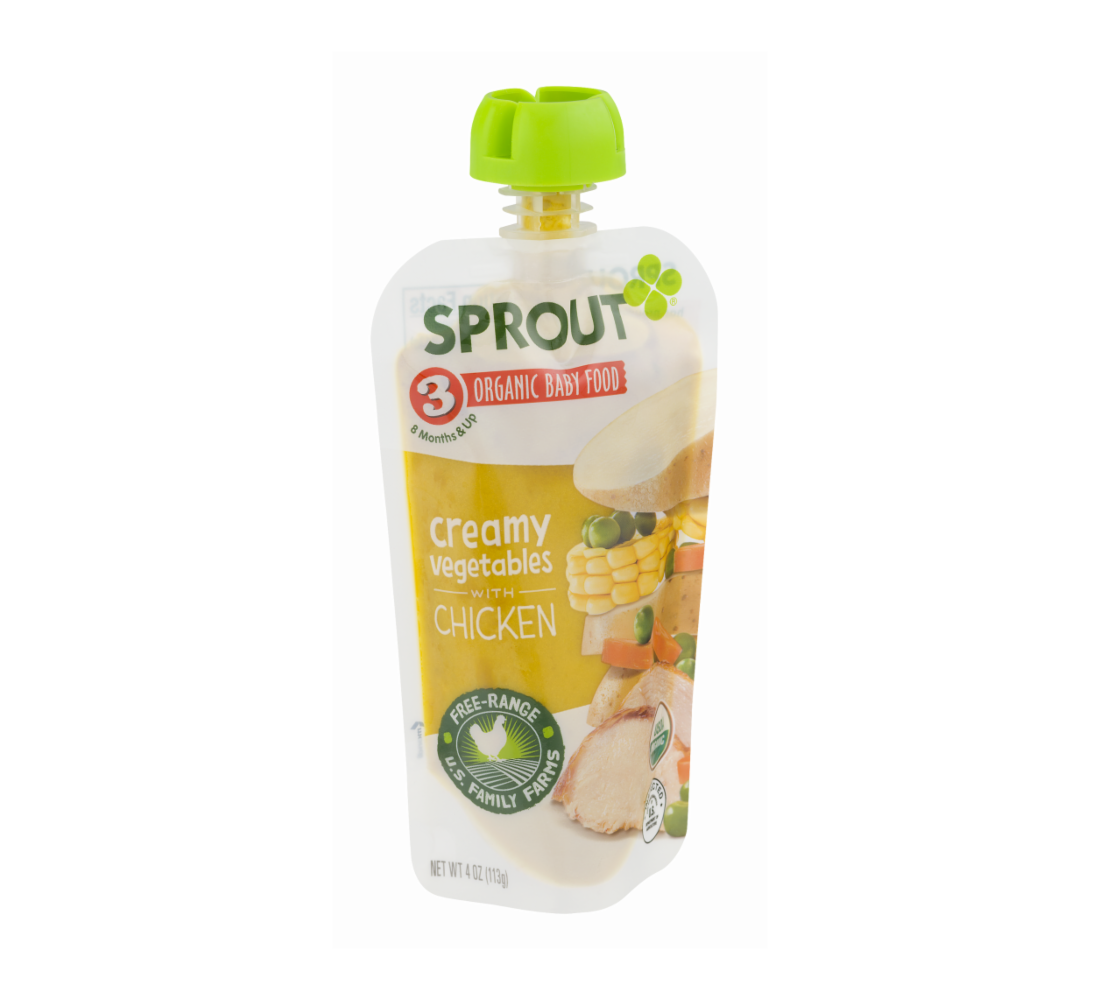Picture of Sprout Foods 209503 4 oz Stage 3 Organic Creamy Vegetables Baby Food with Chicken