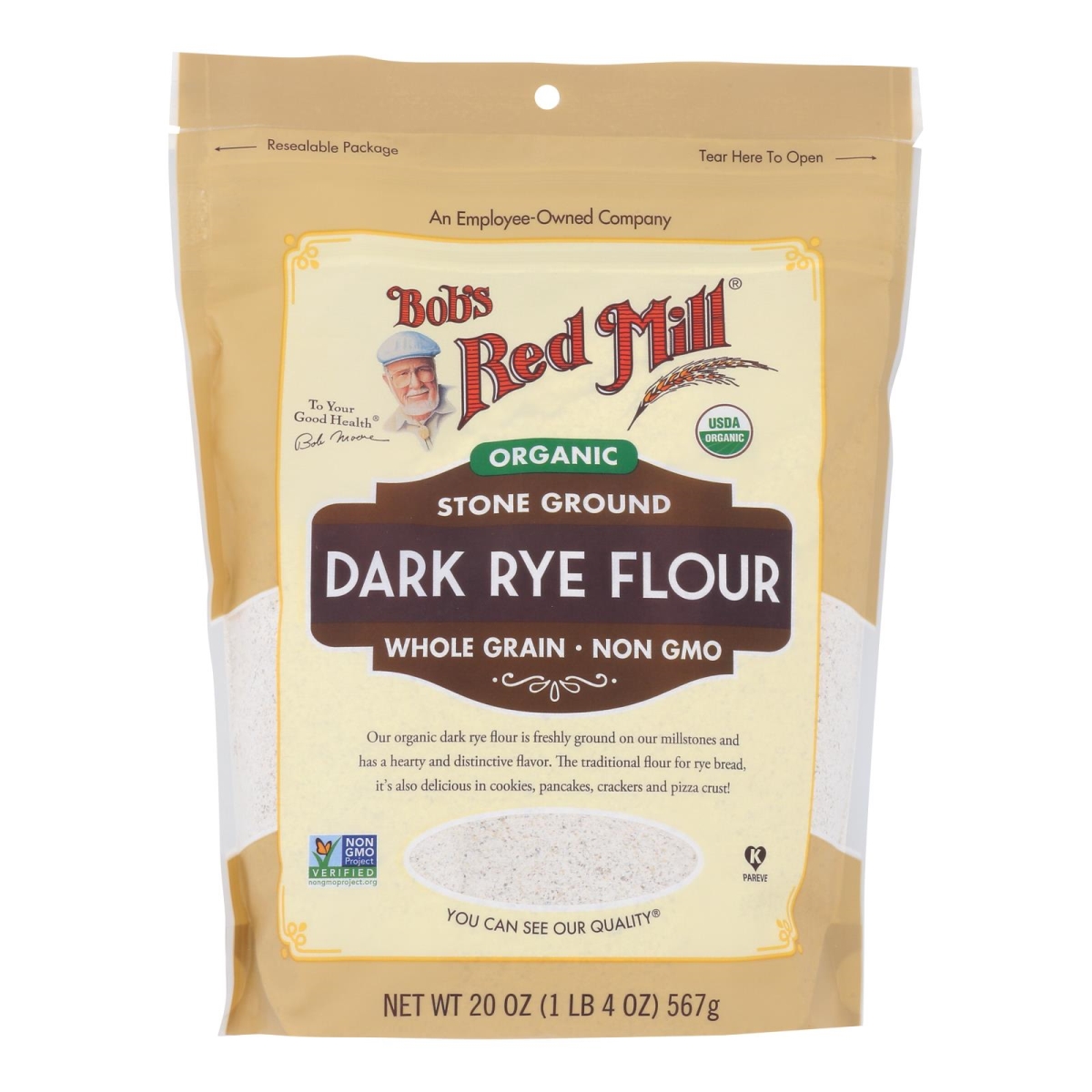 Picture of Bobs Red Mill 2486702 20 oz Organic Whole Grain Dark Rye Flour