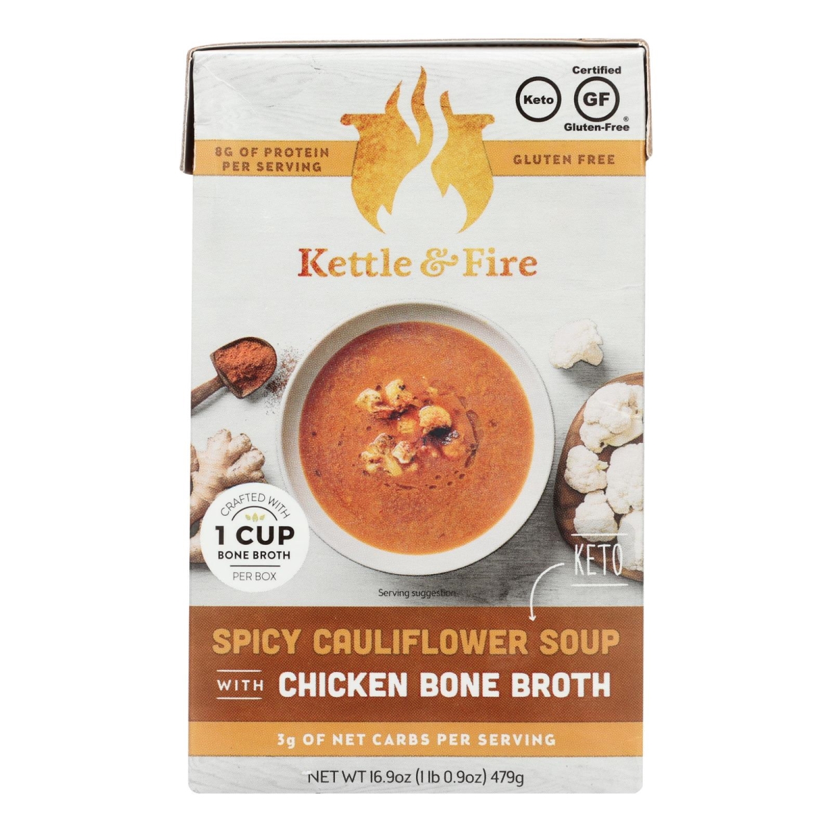 Picture of Kettle &amp; Fire 2405983 16.9 oz Bone Broth &amp; Spicy Cauliflower Soup