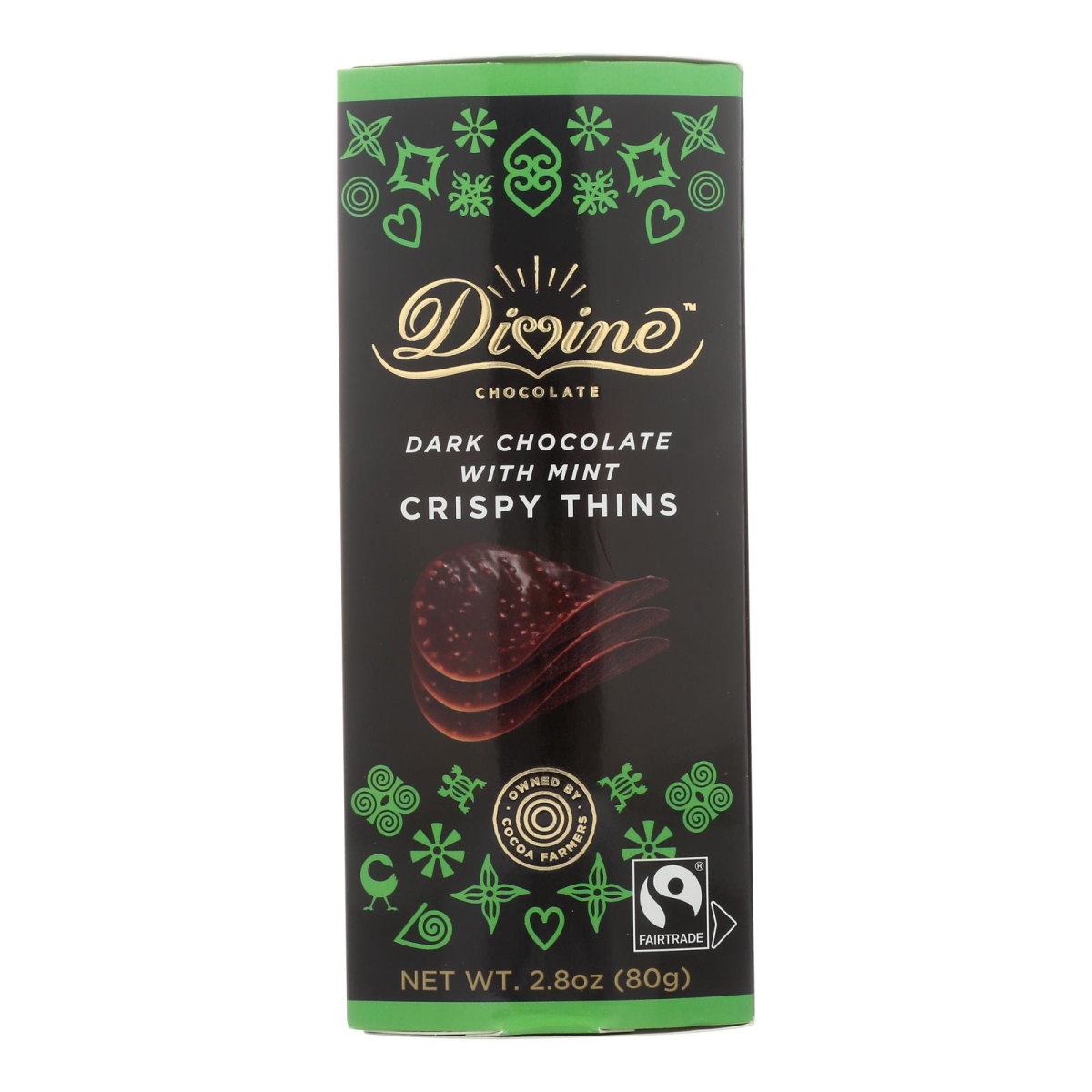 Picture of Divine 2502433 2.8 oz Crispy Thins Dark Chocolate Mint