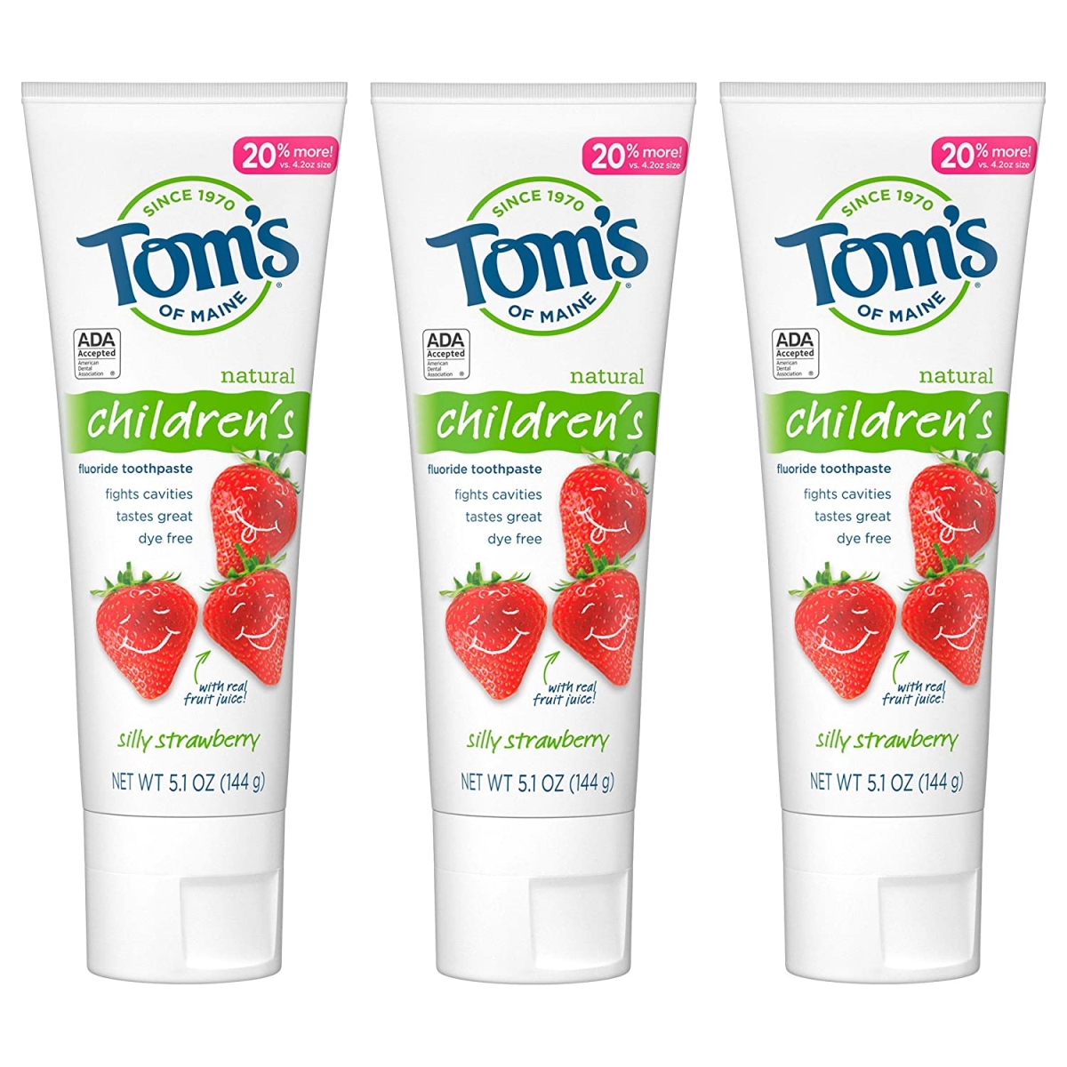 Picture of Toms of Maine 2555464 5.1 oz Childrens Silly Strawberry Anticavity Fluoride Kids Toothpaste