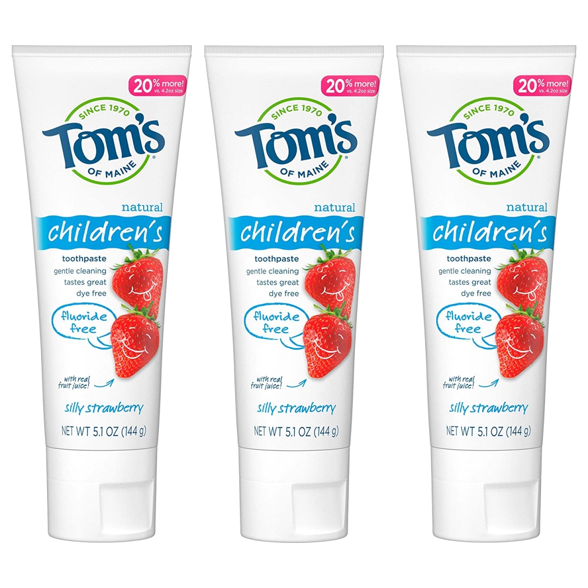 Picture of Toms of Maine 2555456 5.1 oz Childrens Silly Strawberry Anticavity Fluoride Free Kids Toothpaste