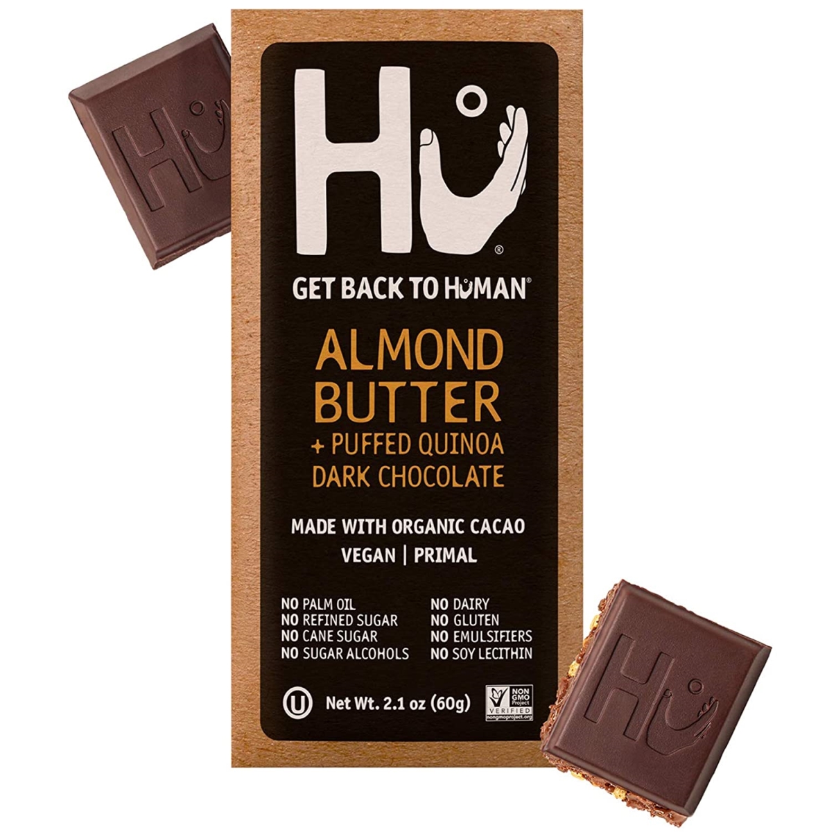 Picture of Hu 2540656 2.1 oz Almond Butter Puffed Quinoa Organic Dark Chocolate Bar