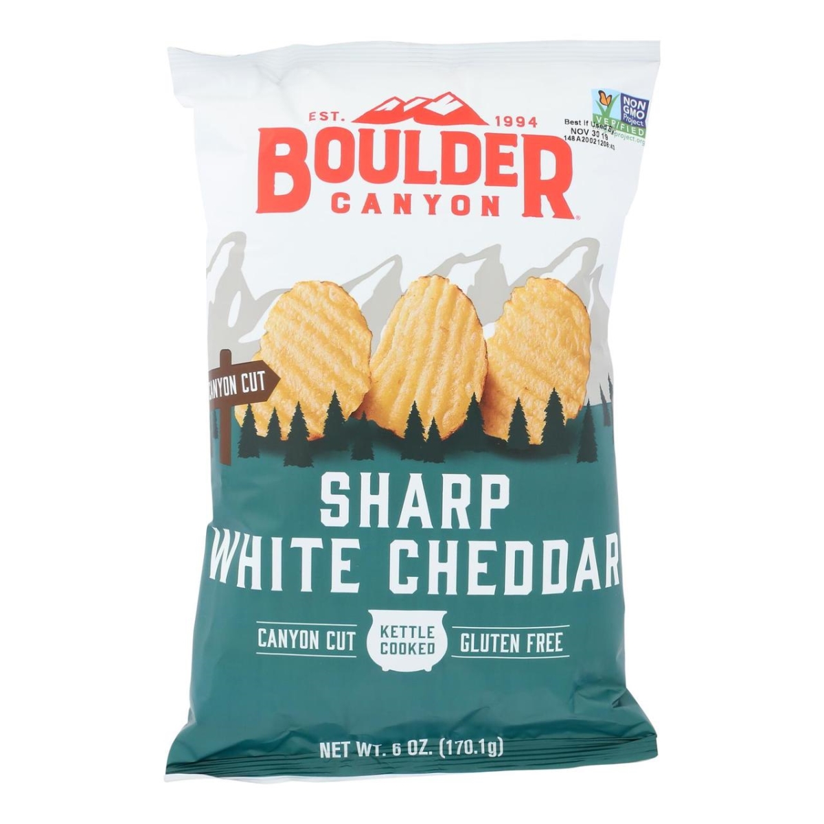 Picture of Boulder Canyon Natural Foods 2484988 6 oz White Cheddar Kettle Chips