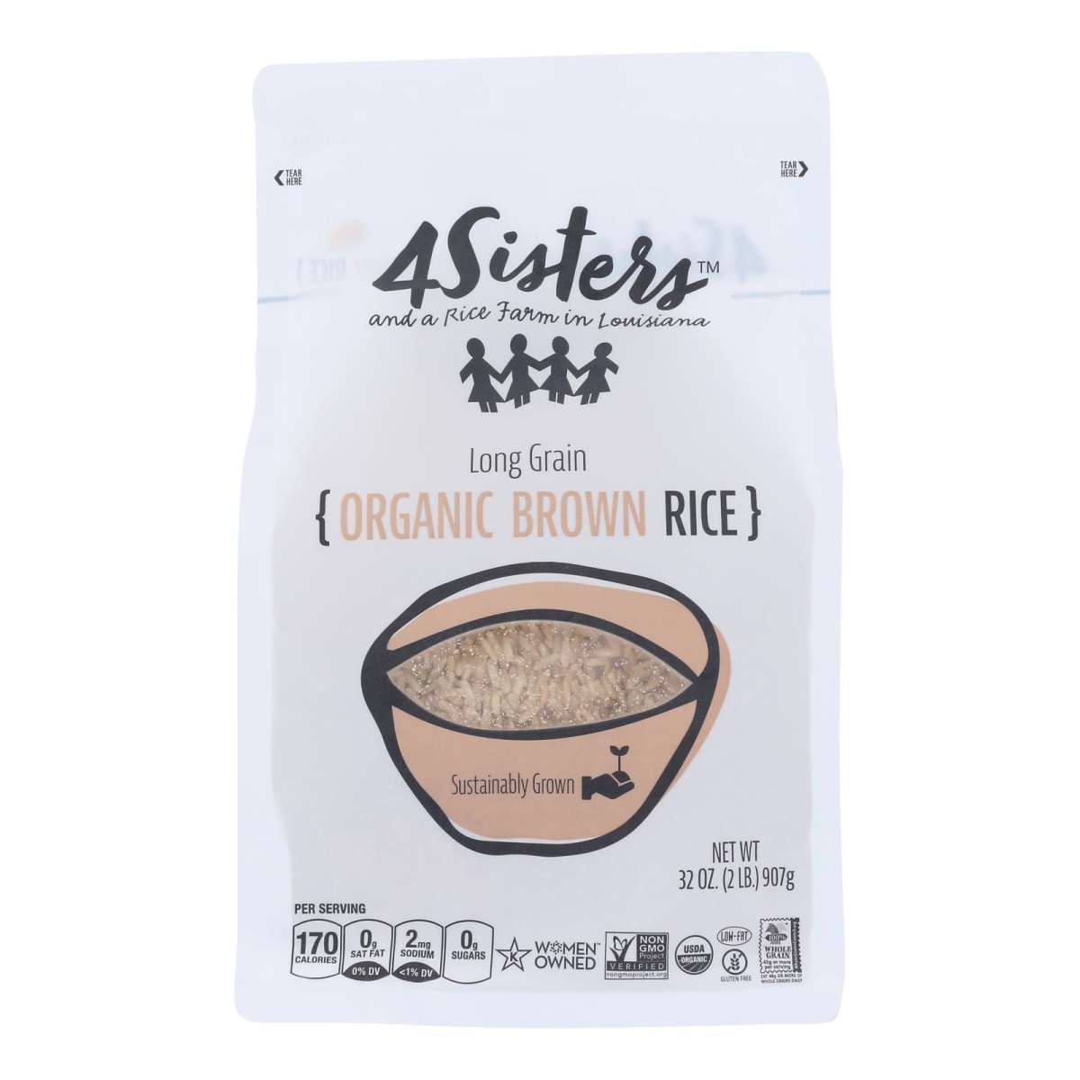 Picture of 4 Sisters 2591519 2 lbs Organic Long Grain Rice&#44; Brown 