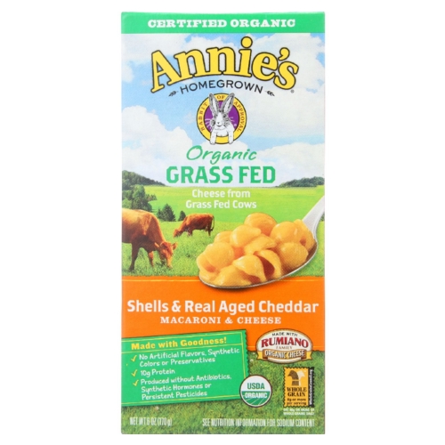 Picture of Annies Homegrown 1590306 6 oz Macaroni &amp; Cheese Organic Grass Fed Shells &amp; Real Aged Cheddar