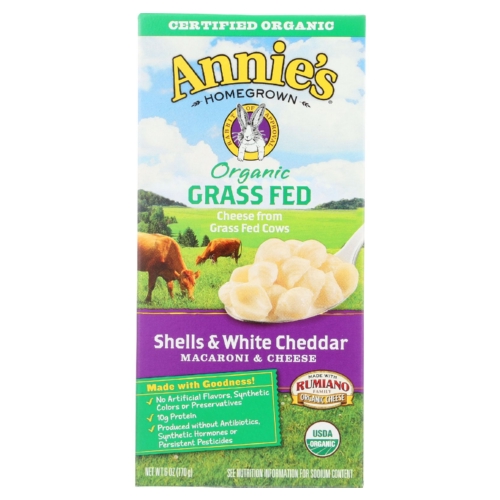 Picture of Annies Homegrown 1590272 6 oz Macaroni &amp; Cheese Organic Grass Fed Shells &amp; White Cheddar