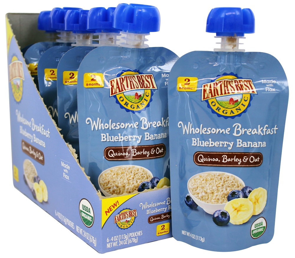 Picture of Earths Best 1507631 4 oz Organic Wholesome Breakfast Blueberry Banana Pouch 