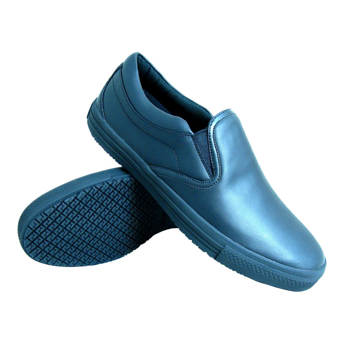 Mens Slip-Resistant Retro Slip-on Work Shoes, Black - Size 7