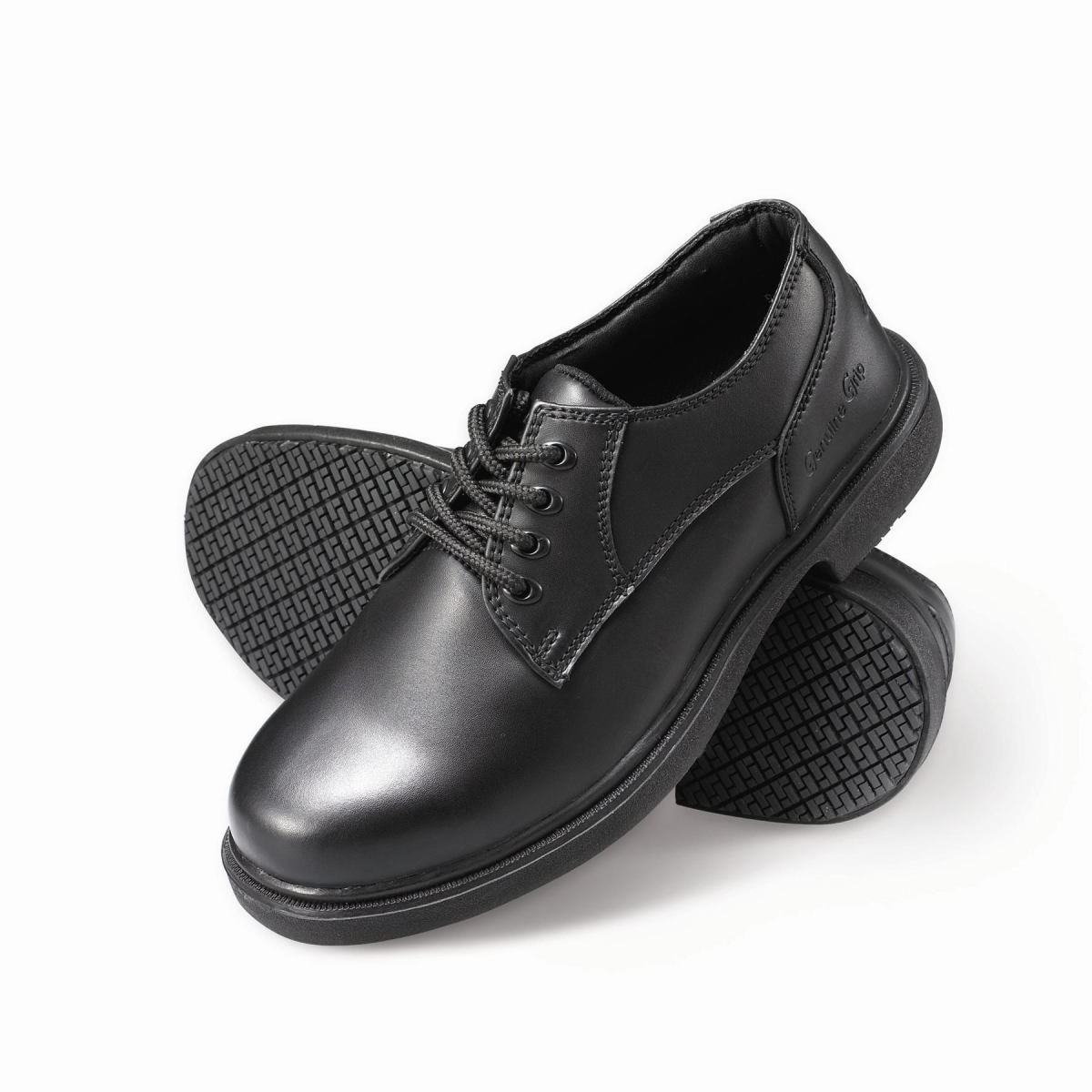 7100, Men's Oxford Shoe, 11.5 Wide, Leather, 4 in Height, Black