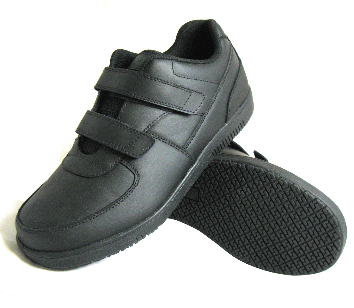 Womens Black Slip-Resistant Cloth Hook & Eye Work Shoes - Size 10.5