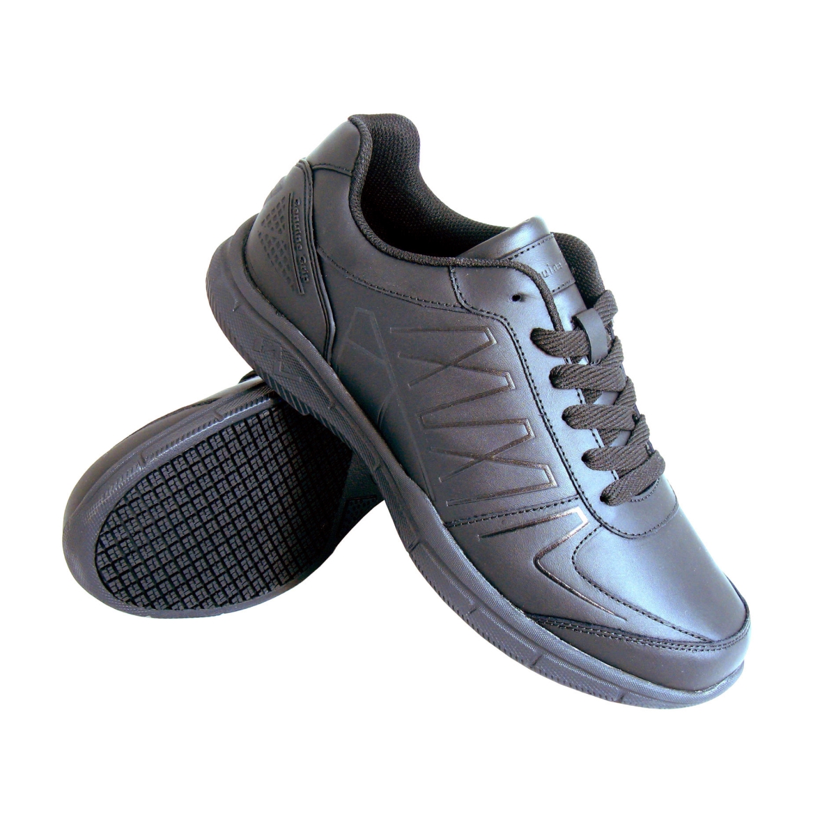 160-8M Womens Black Slip-Resistant Athletic Work Shoes - Size 8