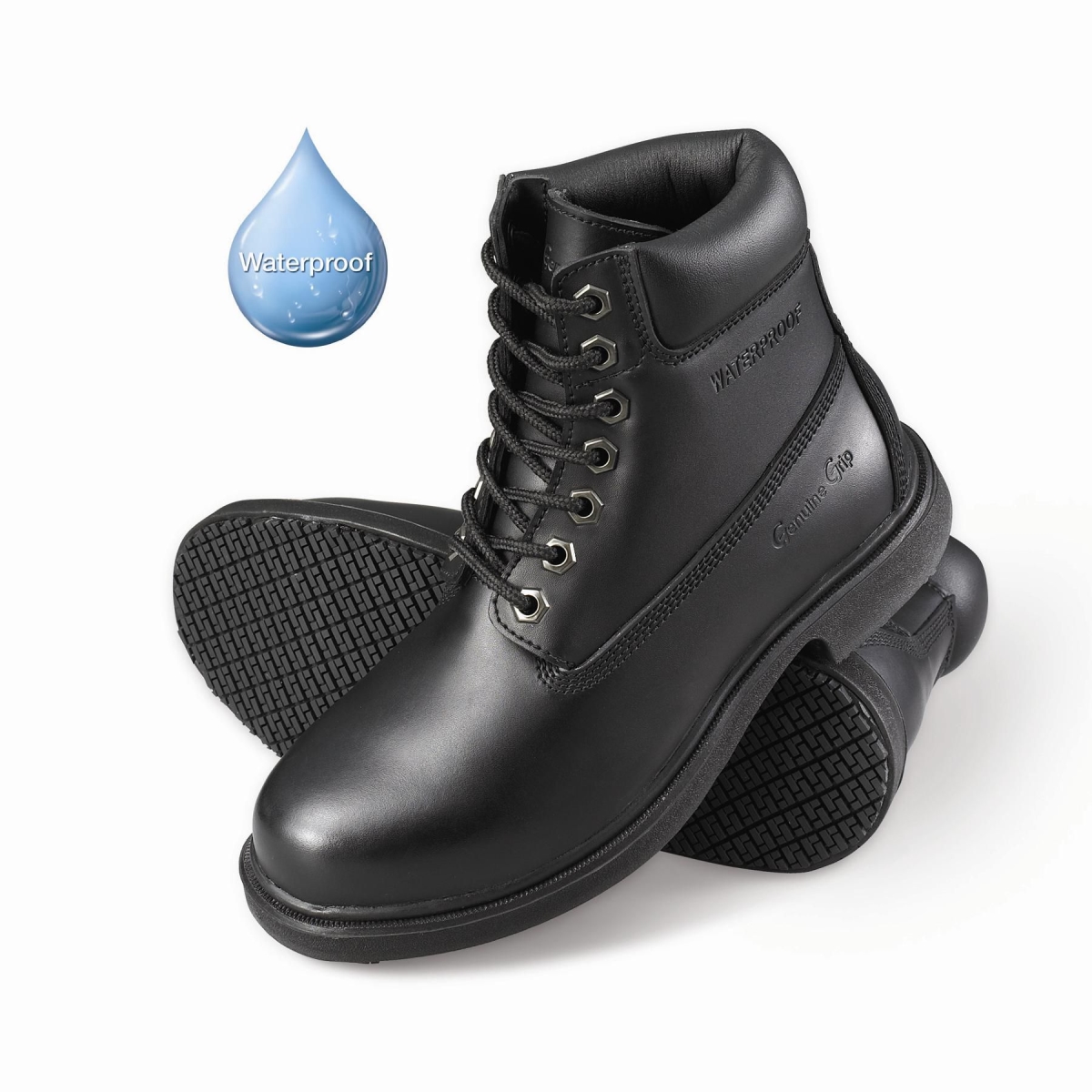 760-6W Womens Slip-Resistant Waterproof 6 in. Soft Toe Wide Work Boot  Black - Size 6