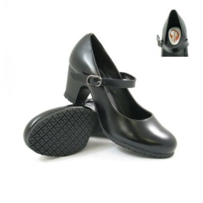 Womens Slip-Resistant Leather Mary Jane Black - Size 8