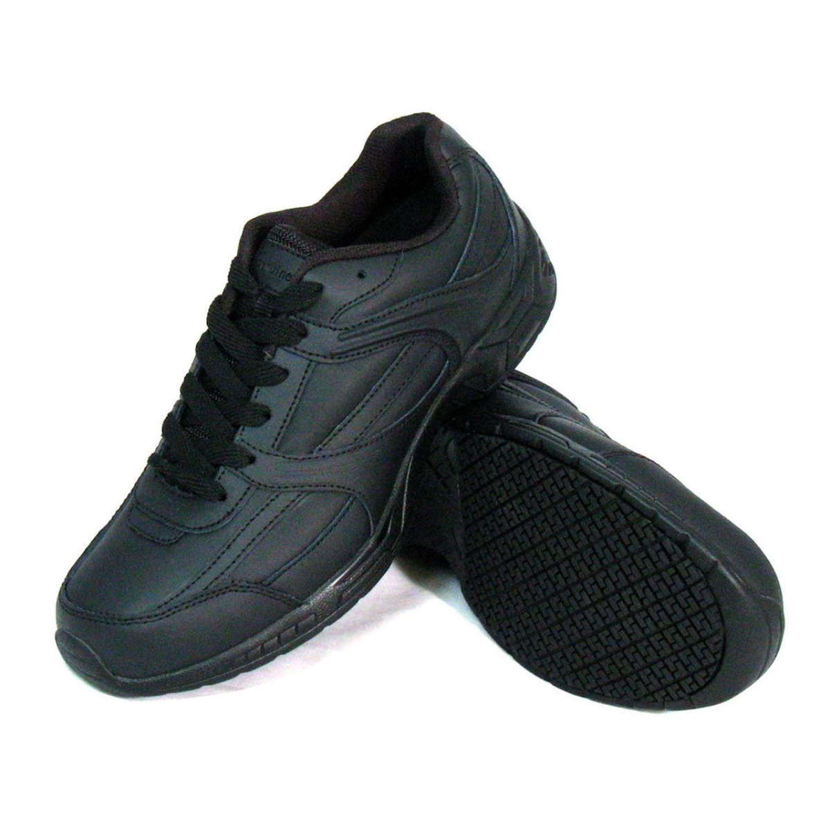 1110-7W Womens Slip-Resistant Leather Work Shoe, Black - Size 7