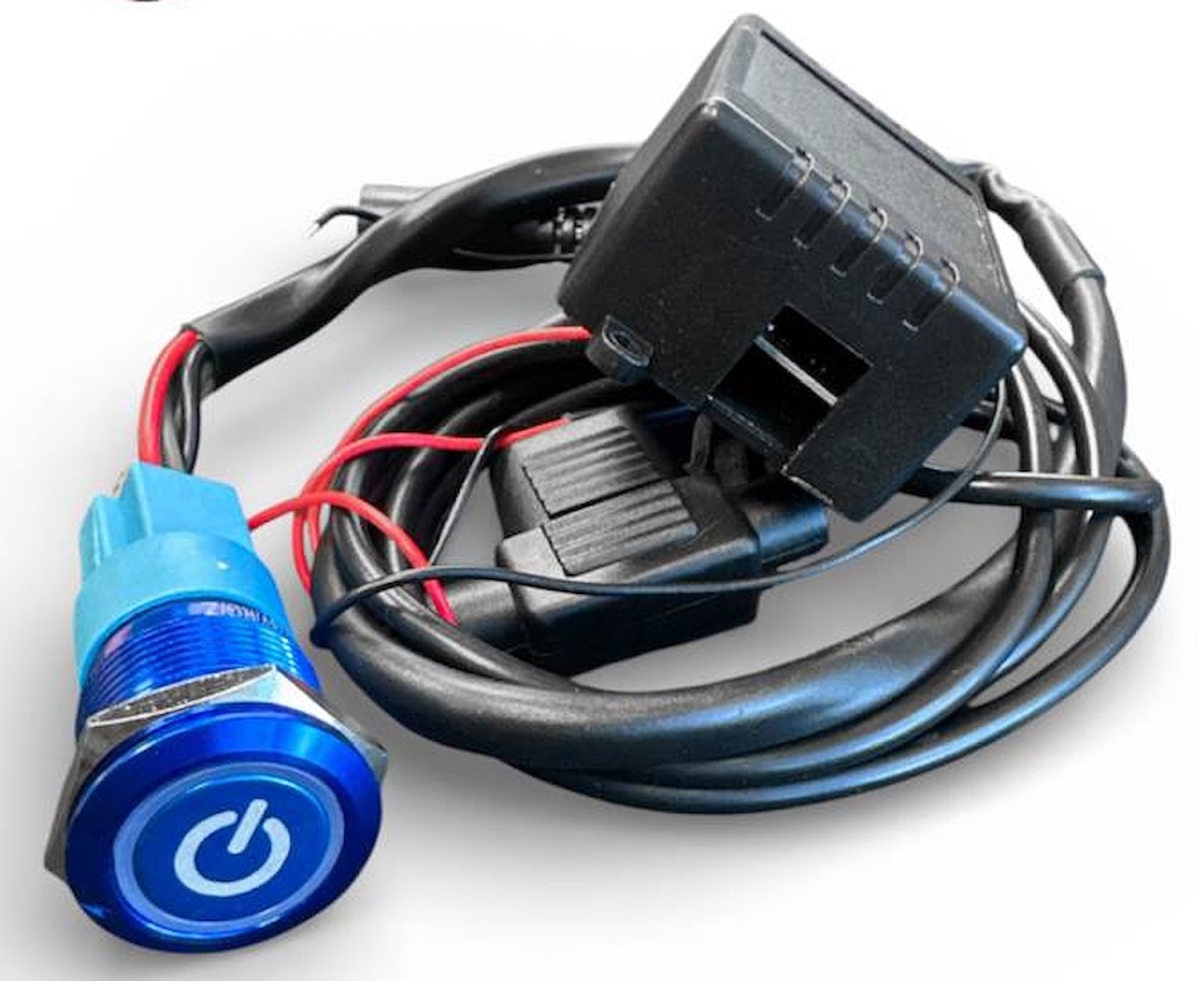303512BL Billet Illuminated Exhaust Cutout Push Button Switch, Blue