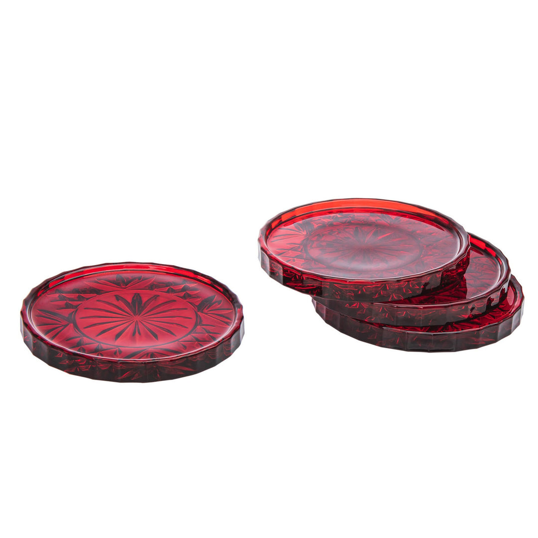R7-25542 Dublin Red Coasters, Red - Set of 4