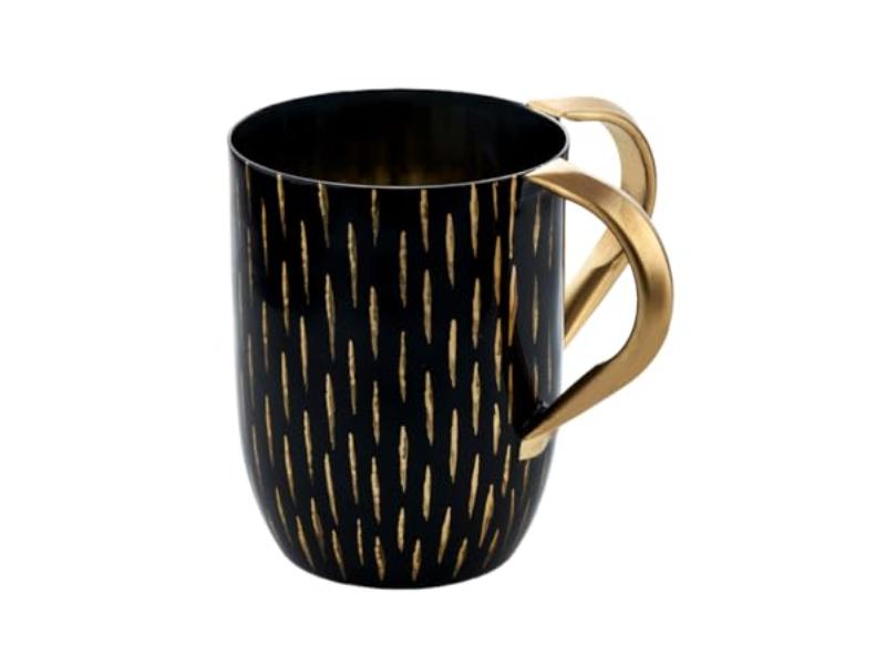 Picture of Godinger 50525 Black Enamel Gold Lines Washing Cup